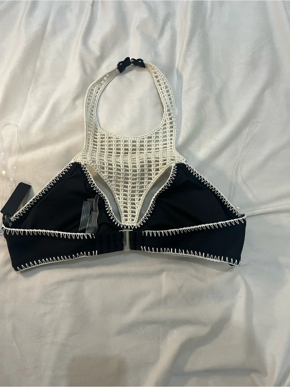 Victoria's Secret Black & Cream Crochet Halter Swim Camisole